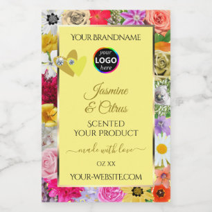 Colourful Flowers Cream Product Labels Hearts Logo