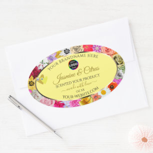 Colourful Flowers Cream Product Labels Hearts Logo