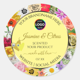 Colourful Flowers Cream Product Labels Hearts Logo