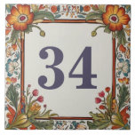 Colourful Flowers Custom House Number Plate Sign Ceramic Tile<br><div class="desc">"custom house number plate",  "personalised house no plaque",  "personal customised text sign",  "colourful flower casa ceramic tile",  "pretty floral antique flowers",  "vintage botanical multicolor green red",  "traditional orange yellow nature",  postage mailing mail post address",  "european spring summer home signage",  "apartment country garden villa cottage"</div>
