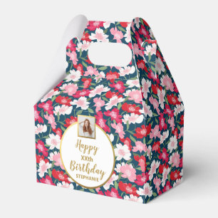 Colourful Flowers, Custom Photo, Happy Birthday Favour Box