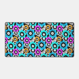 Colourful flowers daisies Blue Turquoise Purple Desk Mat