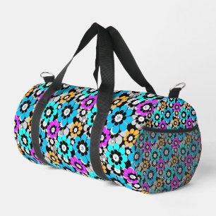 Colourful flowers daisies Blue Turquoise Purple Duffle Bag
