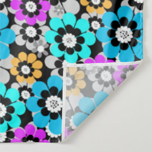 Colourful flowers daisies Blue Turquoise Purple  Tapestry