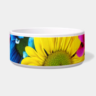 Colourful Flowers, Daisies - Blue Yellow Pink