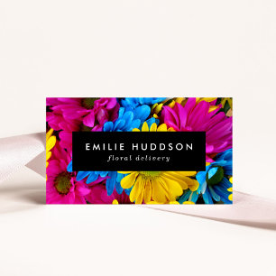 Colourful Flowers, Daisies, Floristry, Flower Shop Business Card