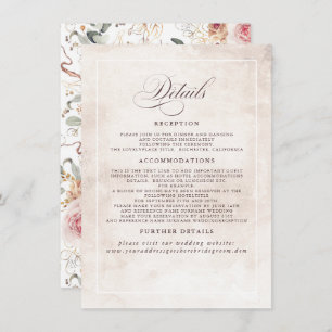 Colourful Flowers Elegant Boho Wedding Details Enclosure Card