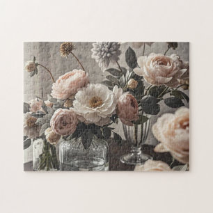Colourful flowers Elegant vintage-inspired floral Jigsaw Puzzle