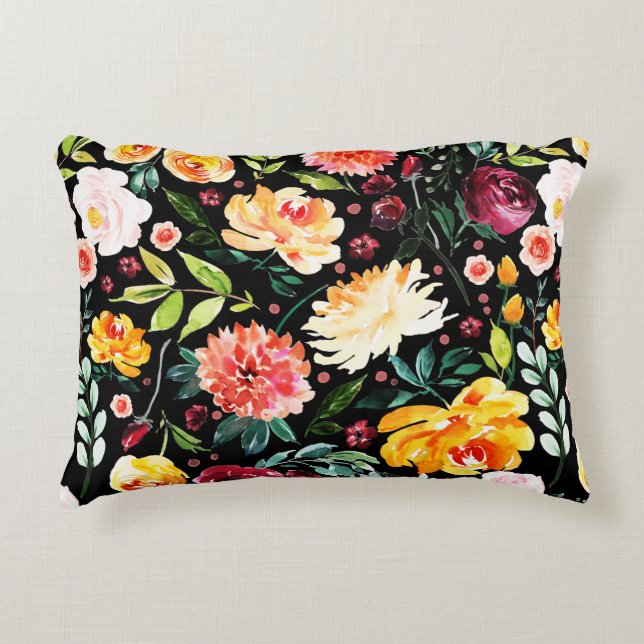Colourful Flowers Explosion Pattern Decorative Cushion (Front)