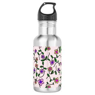 Colourful Flowers, Floral Pattern, Greenery, Boho 532 Ml Water Bottle