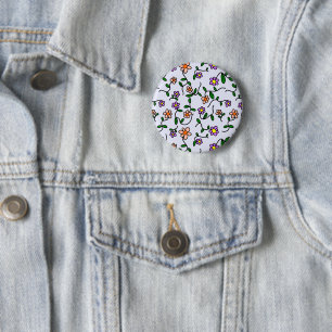 Colourful Flowers, Floral Pattern, Greenery, Boho 6 Cm Round Badge