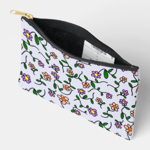 Colourful Flowers, Floral Pattern, Greenery, Boho Accessory Pouch