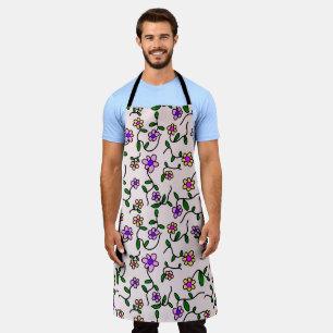 Colourful Flowers, Floral Pattern, Greenery, Boho Apron