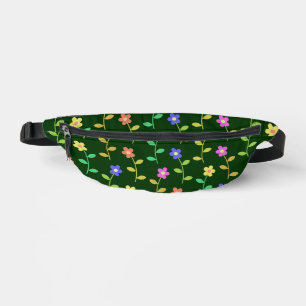 Colourful Flowers, Floral Pattern, Greenery, Boho Bum Bags
