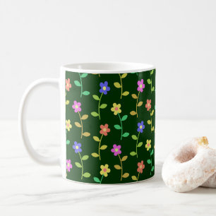 Colourful Flowers, Floral Pattern, Greenery, Boho Coffee Mug