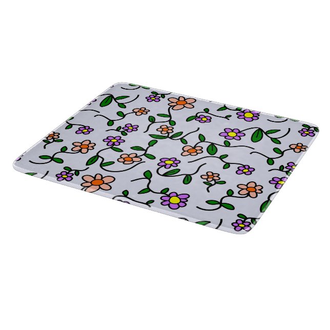 Colourful Flowers, Floral Pattern, Greenery, Boho Cutting Board (Corner)