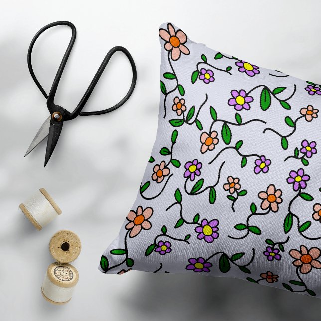 Colourful Flowers, Floral Pattern, Greenery, Boho Decorative Cushion (Creator Uploaded)