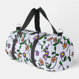 Colourful Flowers, Floral Pattern, Greenery, Boho Duffle Bag