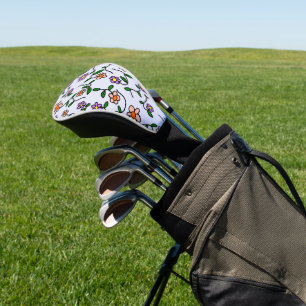 Colourful Flowers, Floral Pattern, Greenery, Boho Golf Head Cover