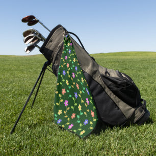 Colourful Flowers, Floral Pattern, Greenery, Boho Golf Towel