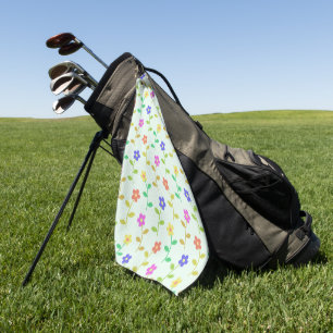 Colourful Flowers, Floral Pattern, Greenery, Boho Golf Towel