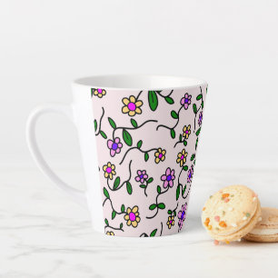 Colourful Flowers, Floral Pattern, Greenery, Boho Latte Mug