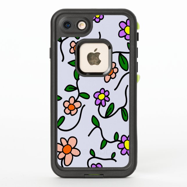 Colourful Flowers, Floral Pattern, Greenery, Boho LifeProof iPhone Case (Back)