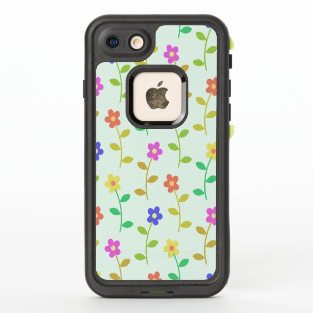 Colourful Flowers, Floral Pattern, Greenery, Boho LifeProof iPhone Case (Back)