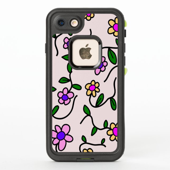 Colourful Flowers, Floral Pattern, Greenery, Boho LifeProof iPhone Case (Back)