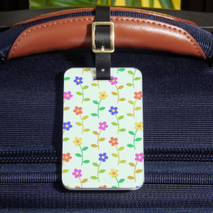 Colourful Flowers, Floral Pattern, Greenery, Boho Luggage Tag