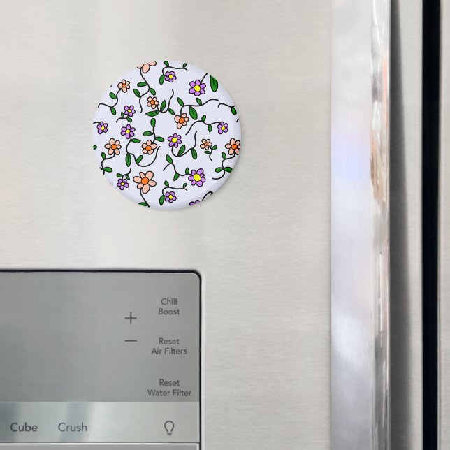 Colourful Flowers, Floral Pattern, Greenery, Boho Magnet (In Situ (Fridge))
