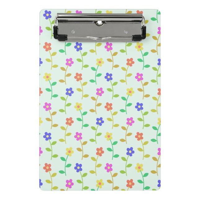 Colourful Flowers, Floral Pattern, Greenery, Boho Mini Clipboard (Front)