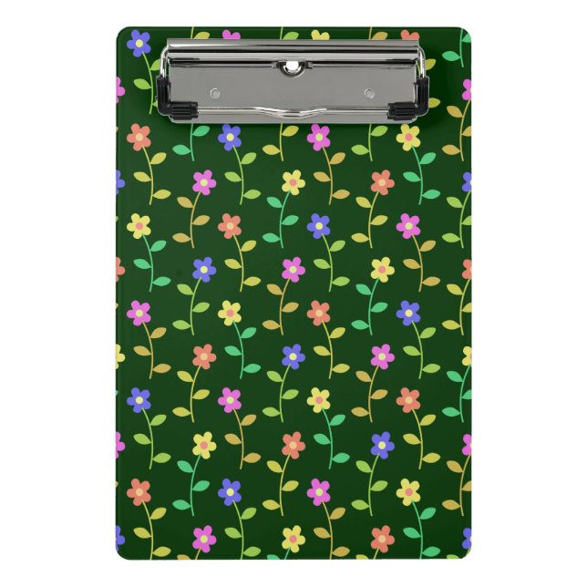 Colourful Flowers, Floral Pattern, Greenery, Boho Mini Clipboard (Front)