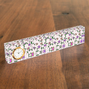 Colourful Flowers, Floral Pattern, Greenery, Boho Nameplate