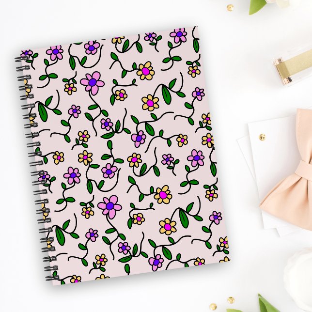 Colourful Flowers, Floral Pattern, Greenery, Boho Notebook (Creator Uploaded)