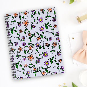 Colourful Flowers, Floral Pattern, Greenery, Boho Notebook