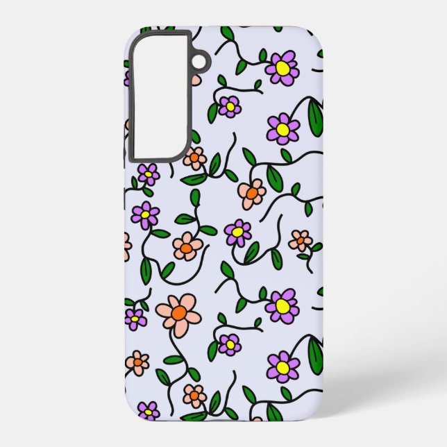 Colourful Flowers, Floral Pattern, Greenery, Boho Samsung Galaxy S22+ Case (Back)