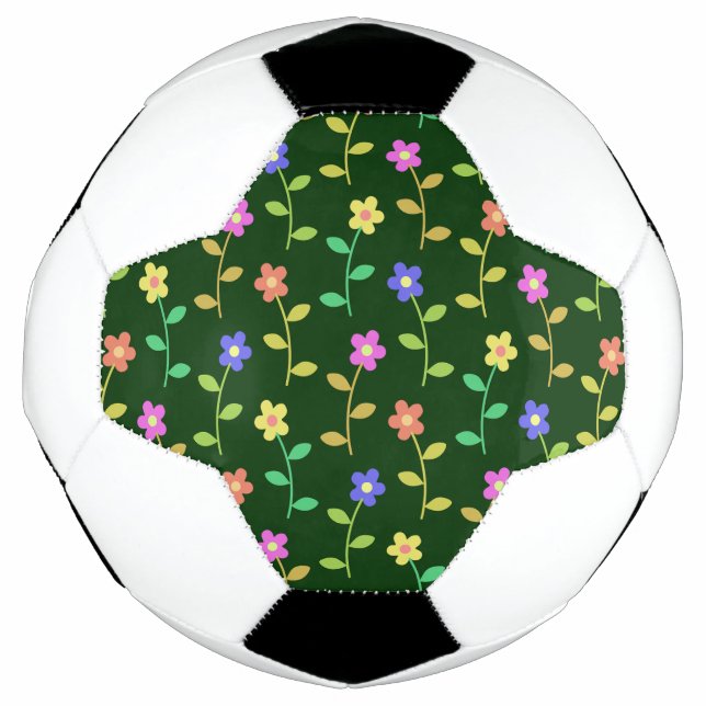 Colourful Flowers, Floral Pattern, Greenery, Boho Soccer Ball (Front)