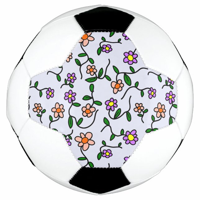 Colourful Flowers, Floral Pattern, Greenery, Boho Soccer Ball (Front)