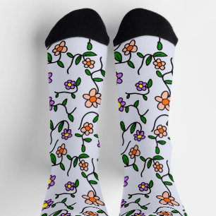 Colourful Flowers, Floral Pattern, Greenery, Boho Socks