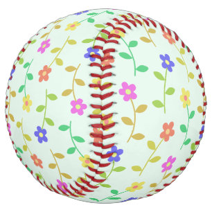 Colourful Flowers, Floral Pattern, Greenery, Boho Softball