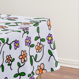 Colourful Flowers, Floral Pattern, Greenery, Boho Tablecloth