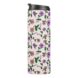 Colourful Flowers, Floral Pattern, Greenery, Boho Thermal Tumbler