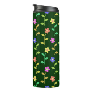 Colourful Flowers, Floral Pattern, Greenery, Boho Thermal Tumbler