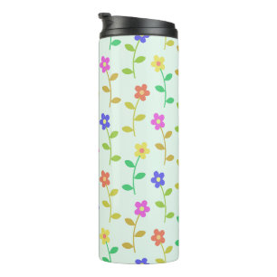 Colourful Flowers, Floral Pattern, Greenery, Boho Thermal Tumbler