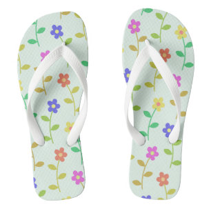 Colourful Flowers, Floral Pattern, Greenery, Boho Thongs