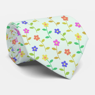 Colourful Flowers, Floral Pattern, Greenery, Boho Tie