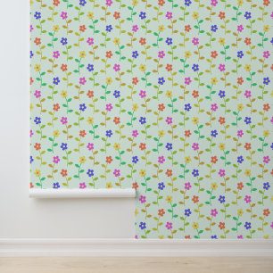 Colourful Flowers, Floral Pattern, Greenery, Boho Wallpaper
