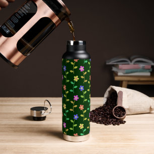 Colourful Flowers, Floral Pattern, Greenery, Boho Water Bottle