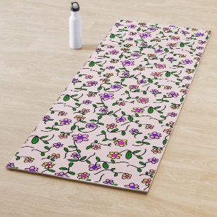 Colourful Flowers, Floral Pattern, Greenery, Boho Yoga Mat